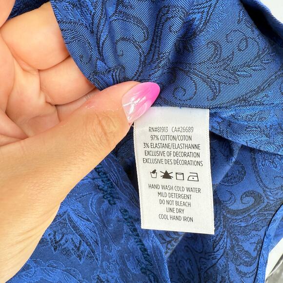 Robert Graham Woven Button Front Long Sleeve Shirt Andretti Dark Navy Blue M - Picture 6 of 9